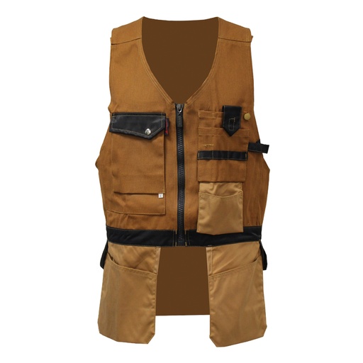 [56007] Vest with hanging pockets brown