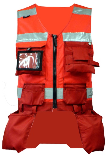 [P5802] Vest with hanging pockets Hi-Vis Class 1 red