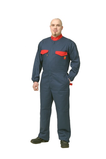 [P6503] Coverall FR dark blue/red