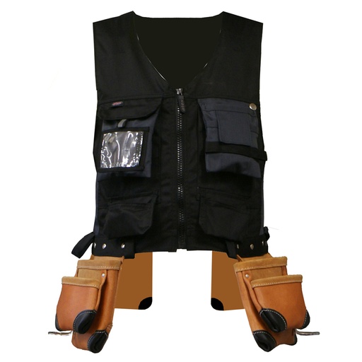 [59140] Harness Vest (harness model leather pockets) black/grey