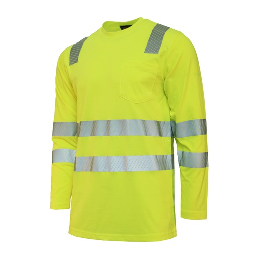 T-Paita Hi-Vis LK3 pitkähihainen taskulla
