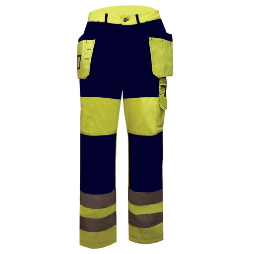 [3784273050] Pants with hanging pockets Hi-Vis Class 2 (50, yellow/navy)