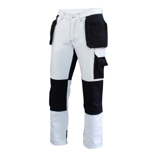 [3715045050] Painters Trousers with hanging pockets white/black (50)