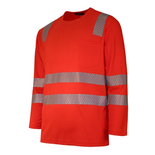 [2241322056] T-Paita Hi-Vis LK3 pitkähihainen taskulla (L, red)