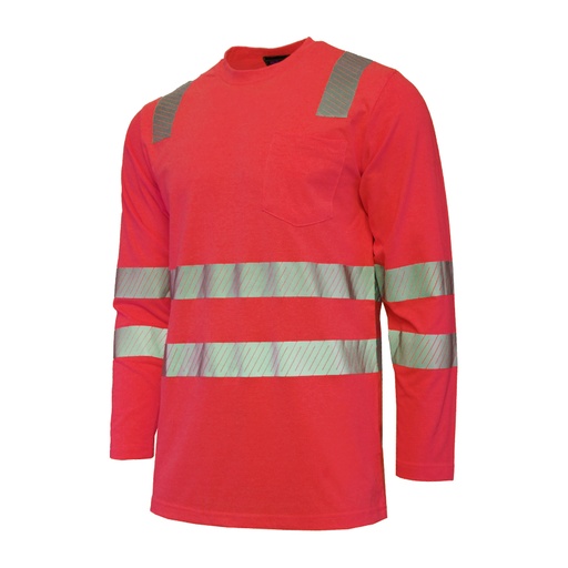 [2241322056] T-Paita Hi-Vis LK3 pitkähihainen taskulla (L, red)