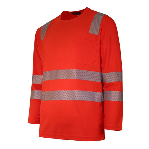 [2241322056] T-Shirt Hi-Vis Class 3 LSL with pocket (L, red)