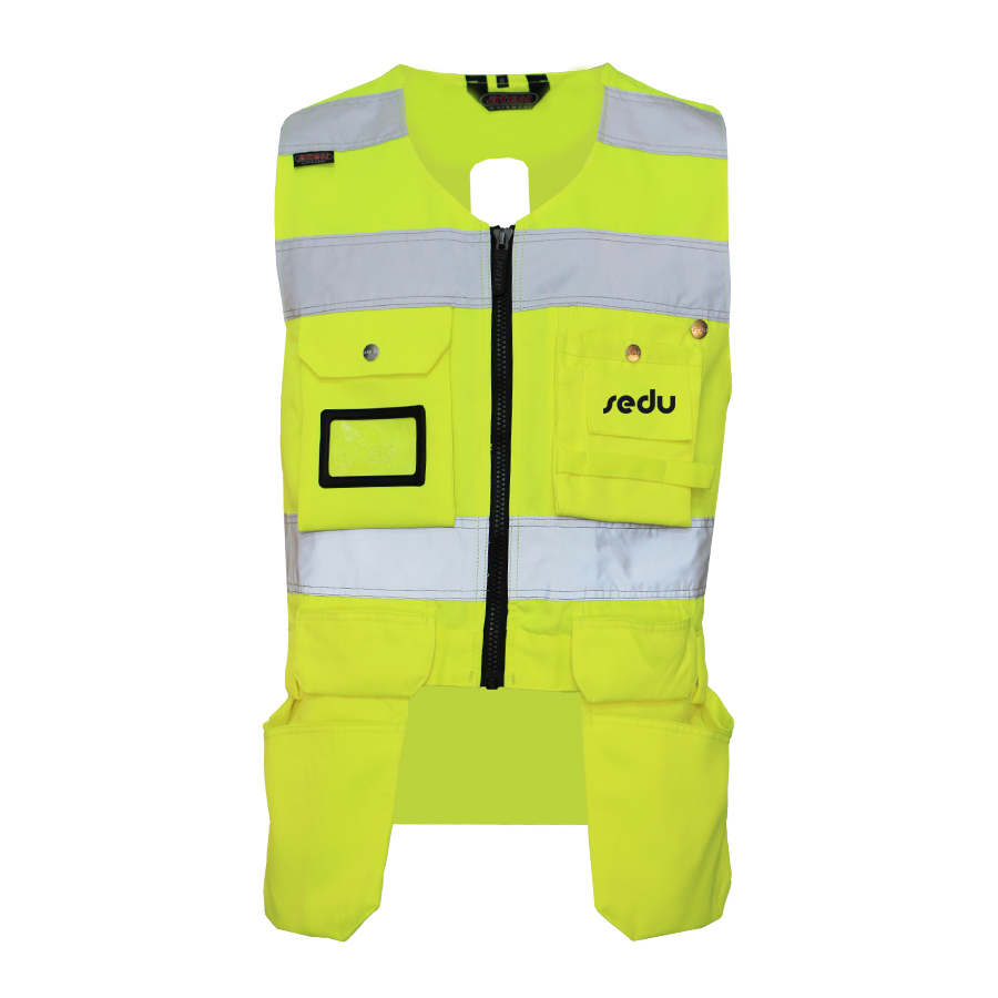 SEDU Vest with hanging pockets Hi-Vis CL2 yellow