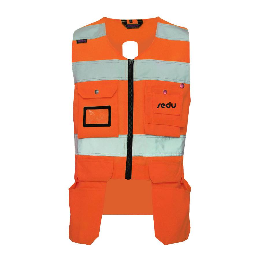 SEDU Vest with hanging pockets Hi-Vis CL2 orange