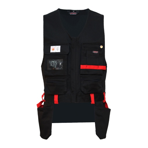 Vest with hanging pockets FR AST black/red