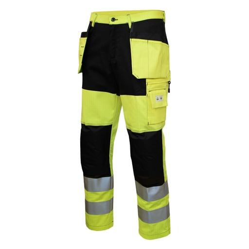 [37472] Pants with hanging pockets Hi-Vis Class 2 FR Stretch
